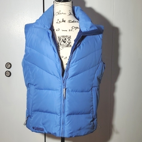 Columbia-Women's Blue Goose Down Insulated Puffer Vest Modern Warm Size L - Picture 1 of 6